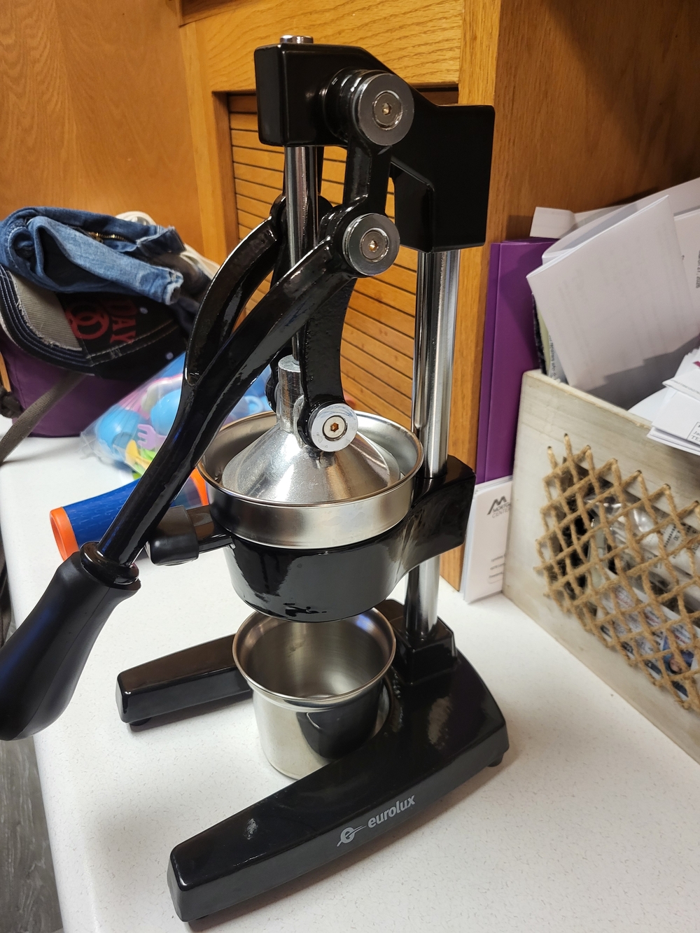 Eurolux Manual Citrus Press - Black & Stainless